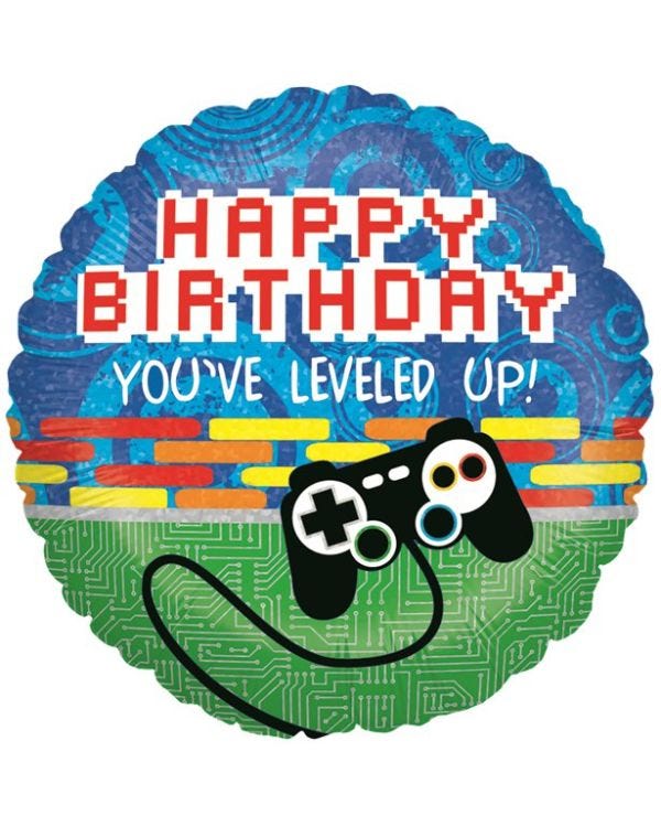 Holographic Gaming Birthday Foil Balloon - 18&quot;