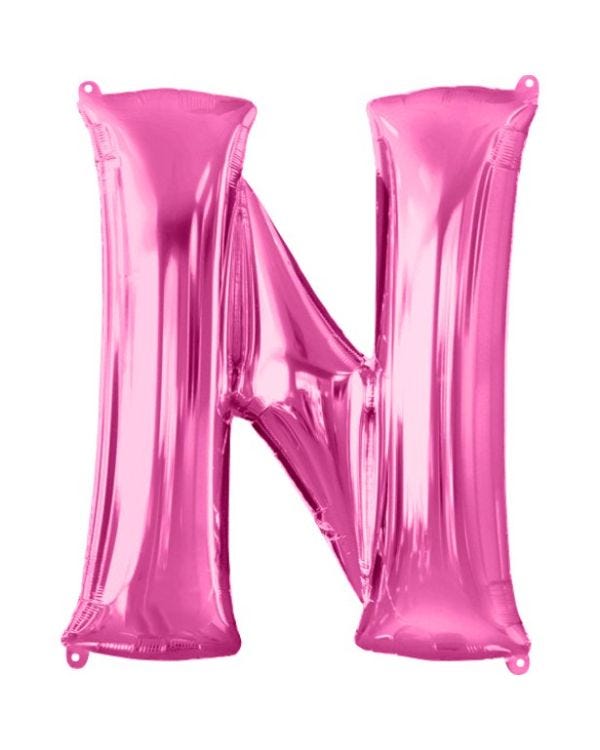 Pink Letter N Balloon - 34&quot; Foil