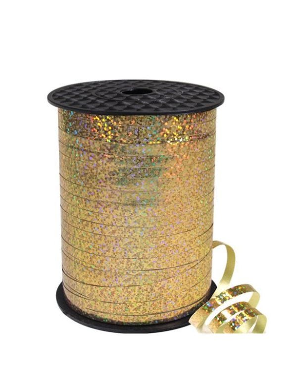 Gold Holographic Curling Balloon Ribbon - 228m