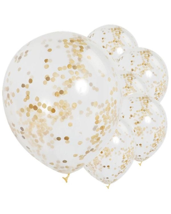 Gold Confetti Balloons - 12&quot; Latex (6pk)