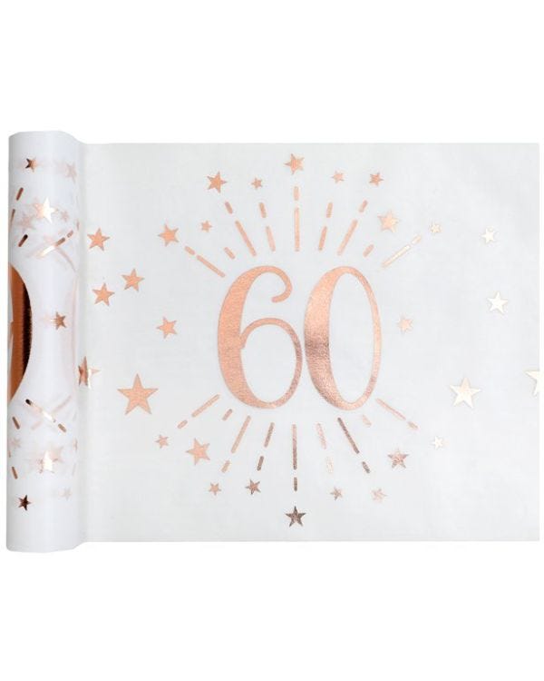 60th White Metallic Fabric Table Runner - 5m