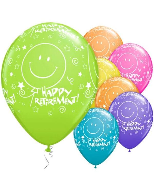 Retirement! Smile Face Balloons Assortment - 11&quot; Latex (6pk)