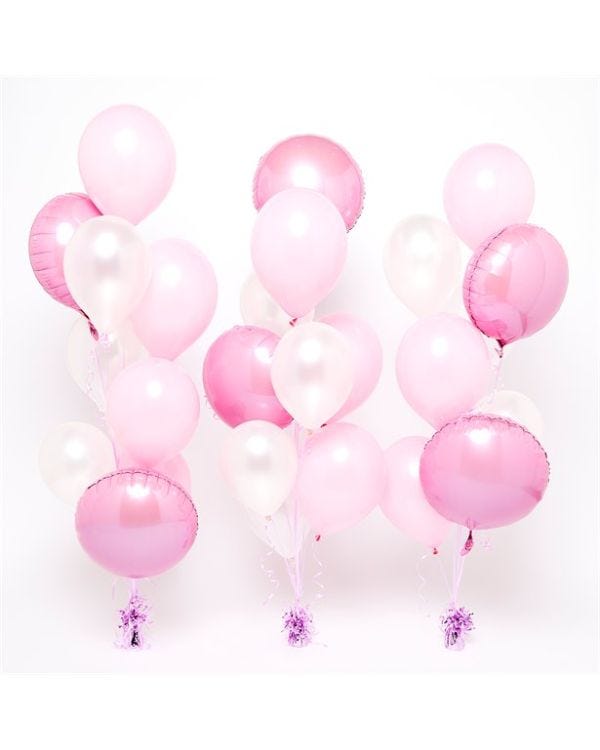 Pink &amp; White Balloon Bouquet Kit - 3 Bunches
