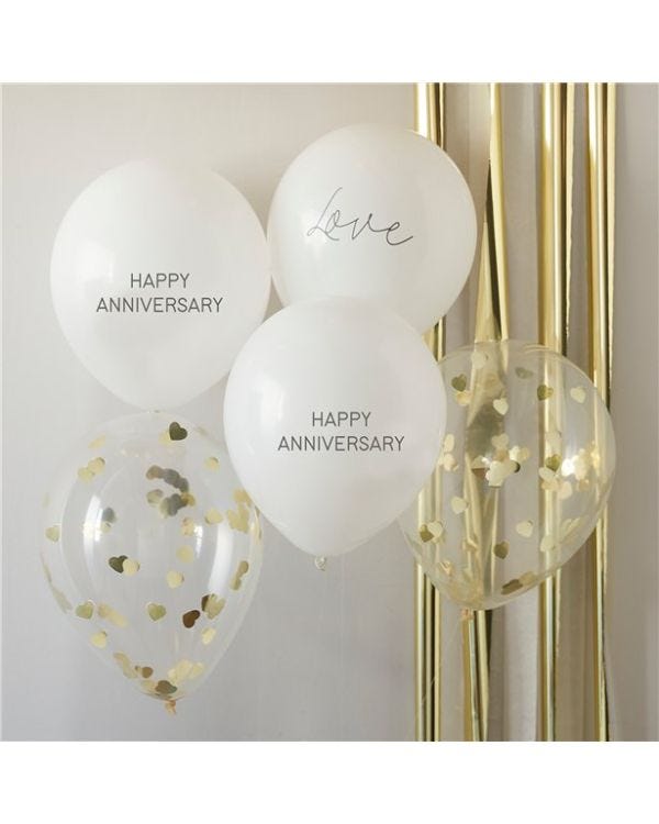 Happy Anniversary Confetti Latex Balloons - 12&quot; (5pk)