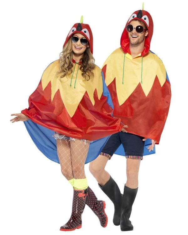 Parrot Party Poncho - Adult Costume