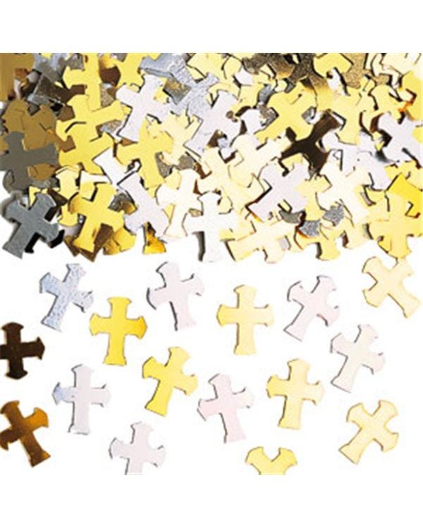 Silver &amp; Gold Cross Confetti (14g pack)