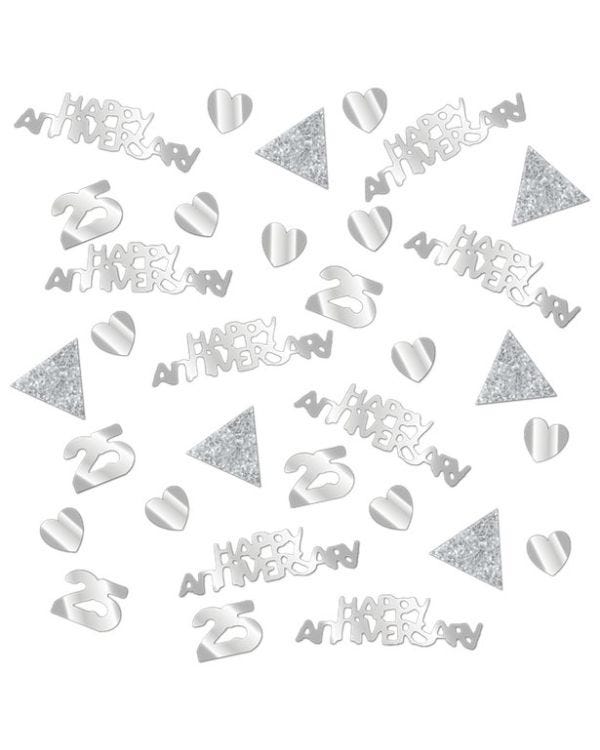25th Silver Sparkling Wedding Anniversary Table/Invite Confetti (34g pack)