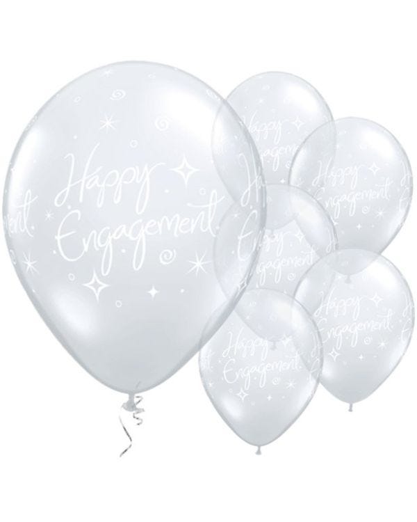Happy Engagement Diamond Clear Balloons - 11&quot; Latex (25pk)