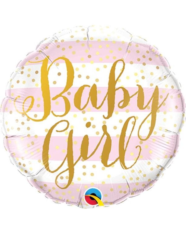 Pink Stripes Baby Girl Balloon - 18&quot; Foil