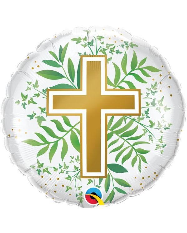 Golden Cross Greenery Balloon - 18&quot; Foil