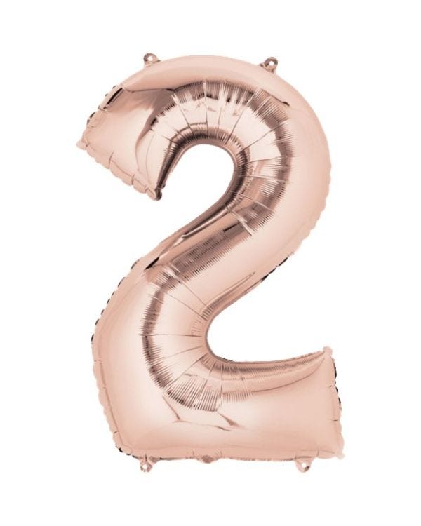Number 2 Rose Gold Foil Balloon - 34&quot;