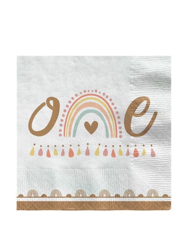 Boho Rainbow 1st Birthday Paper Napkins - 33cm (16pk)