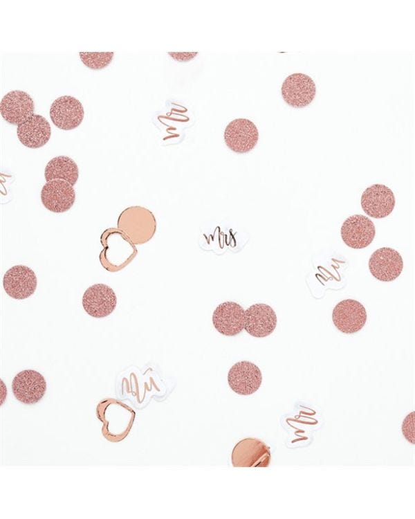 Mr &amp; Mrs Rose Gold Confetti