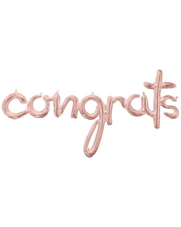 Rose Gold Congrats Phrase Balloon - 56&quot; Foil