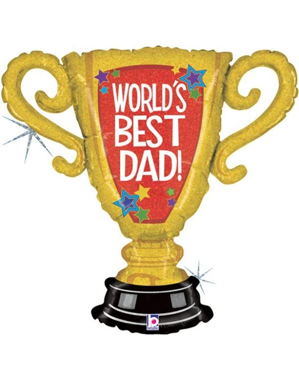 Worlds Best Dad Trophy Supershape Balloon - 33&quot; Foil