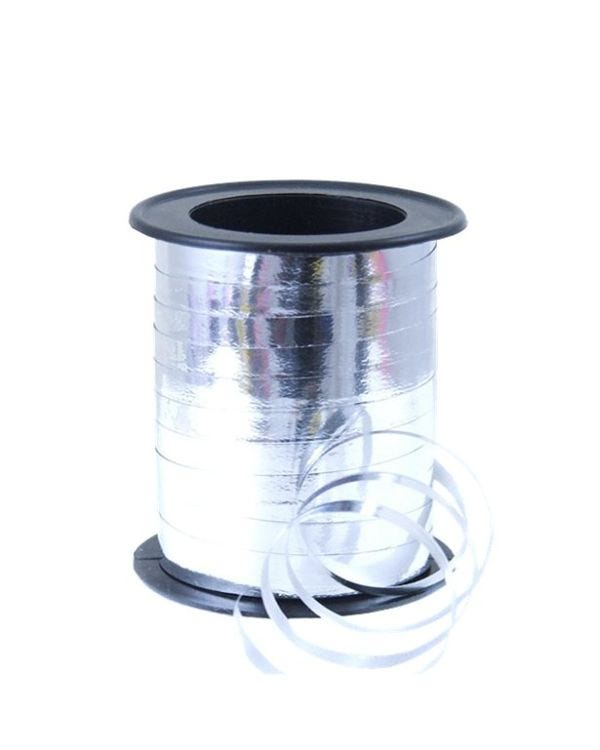 Silver Metallic Curling Balloon Ribbon - 46m