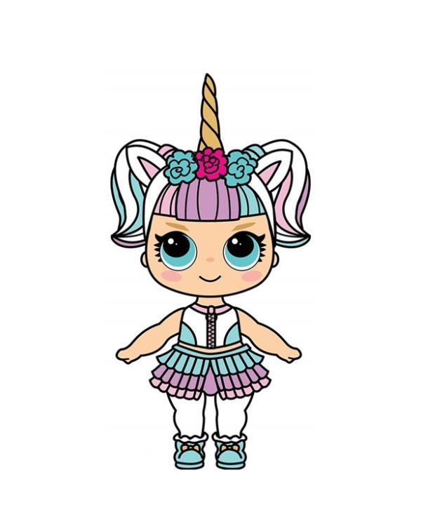 Mini Cute Doll with Large Eyes &amp; Unicorn Horn - 91cm x 47cm