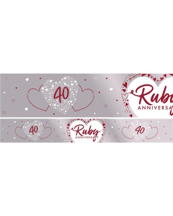 40th Ruby Wedding Anniversary Foil Banner - 2.74m