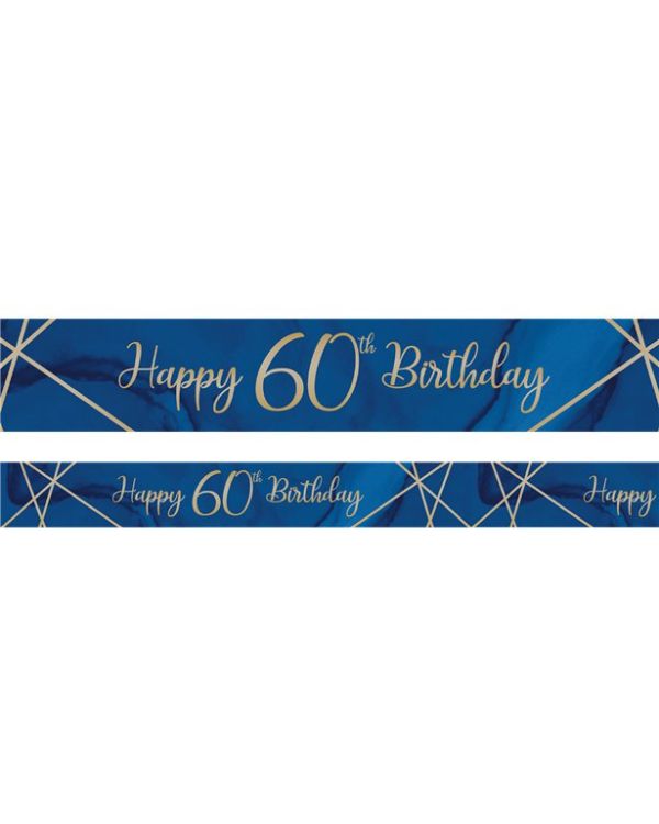 Navy &amp; Gold Geode &#039;Happy 60th Birthday&#039; Foil Banner - 2.74m
