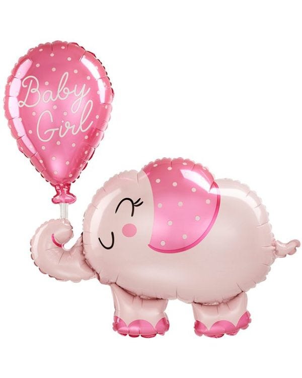 Baby Girl Pink Elephant Giant Foil Balloon - 31&quot;