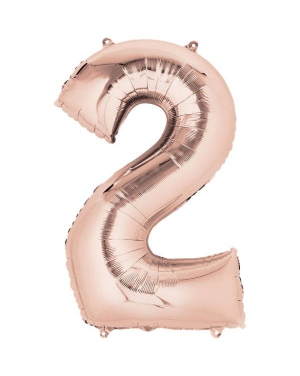Rose Gold Number 2 Air Filled Balloon - 16&quot; Foil