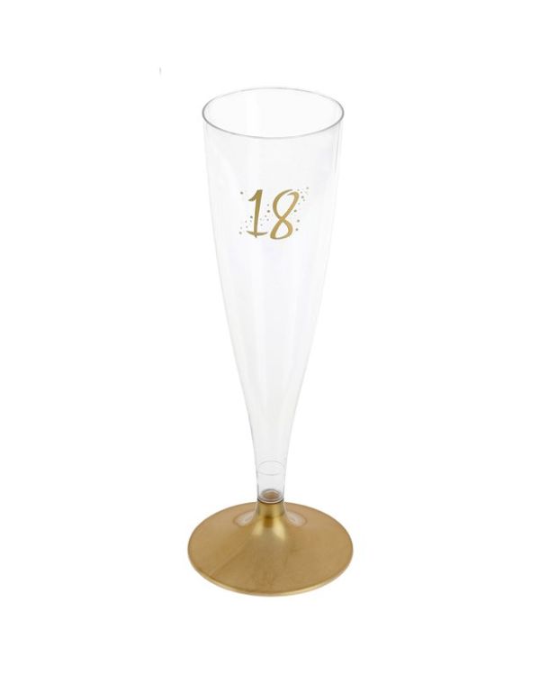 18th Gold Champagne Flutes - 140ml (6pk)