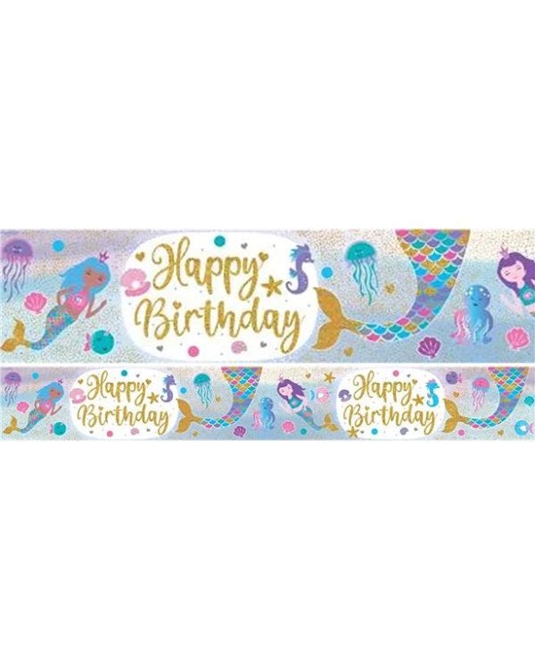 Iridecent Mermaid Happy Birthday Banner - 2.7m