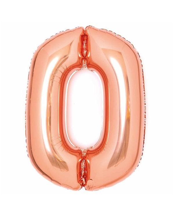 Number 0 Rose Copper Foil Balloon - 34&quot;