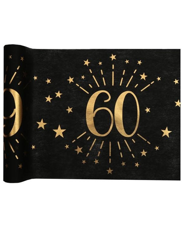 60th Black Metallic Fabric Table Runner - 5m