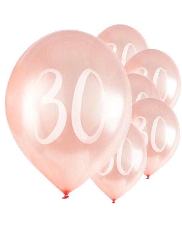 Rose Gold 30th Milestone Balloons - 12&quot; Latex (5pk)