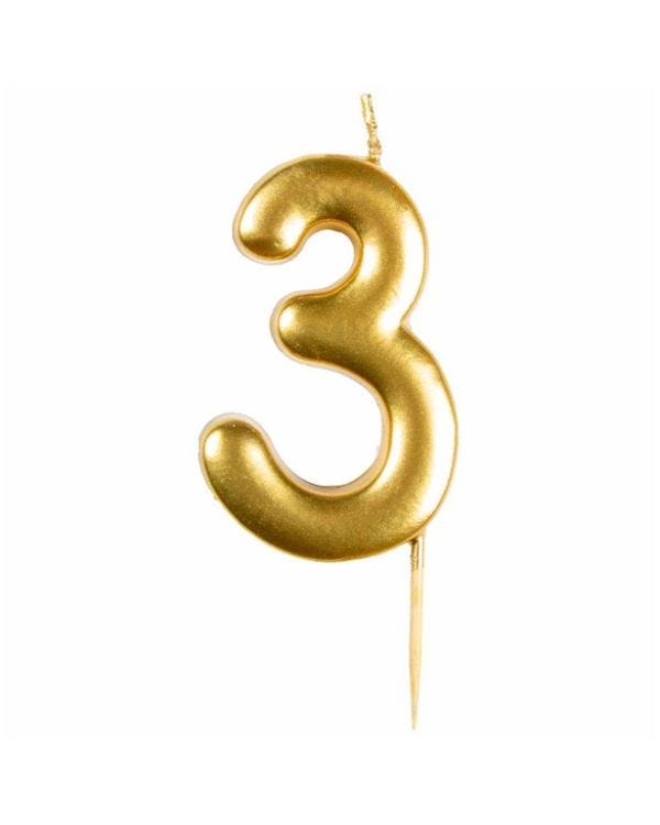 Number 3 Gold Candle