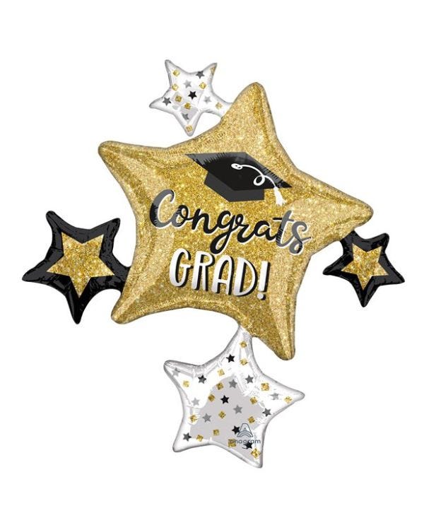 Hello Grad Sparkle Cluster SuperShape Foil Balloons - 23&quot;