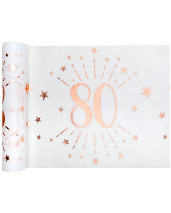 80th White Metallic Fabric Table Runner - 5m