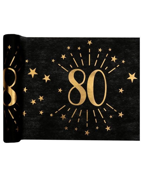 80th Black Metallic Fabric Table Runner - 5m
