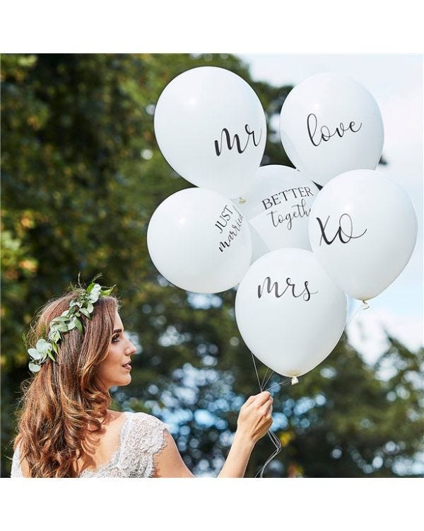 Botanical Wedding White Latex Balloons - 12&quot; (6pk)