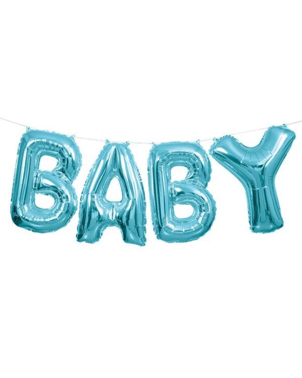 Baby Blue Phrase Balloon Bunting - 14&quot; Foil