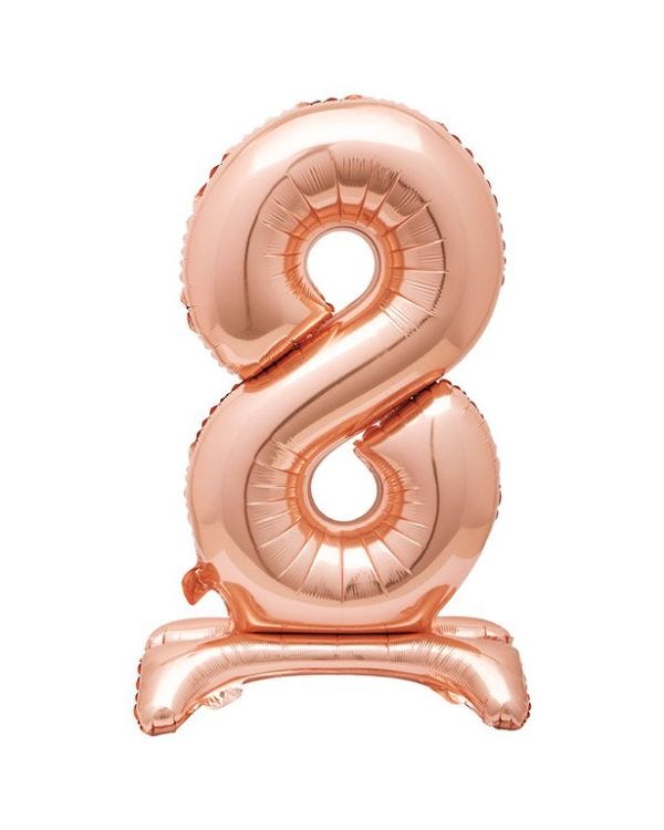 Number 8 Rose Gold Standing Balloon -  30&quot; Foil