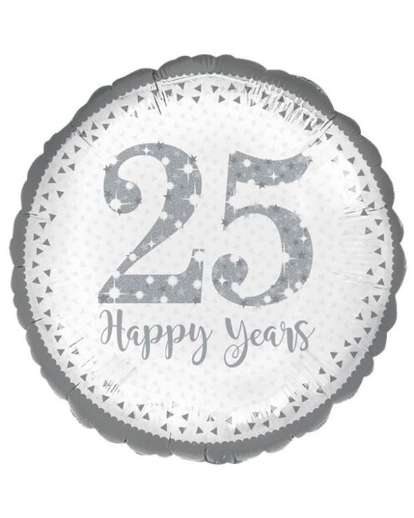 25th Silver Wedding Anniversary Balloon - 18&quot; Foil