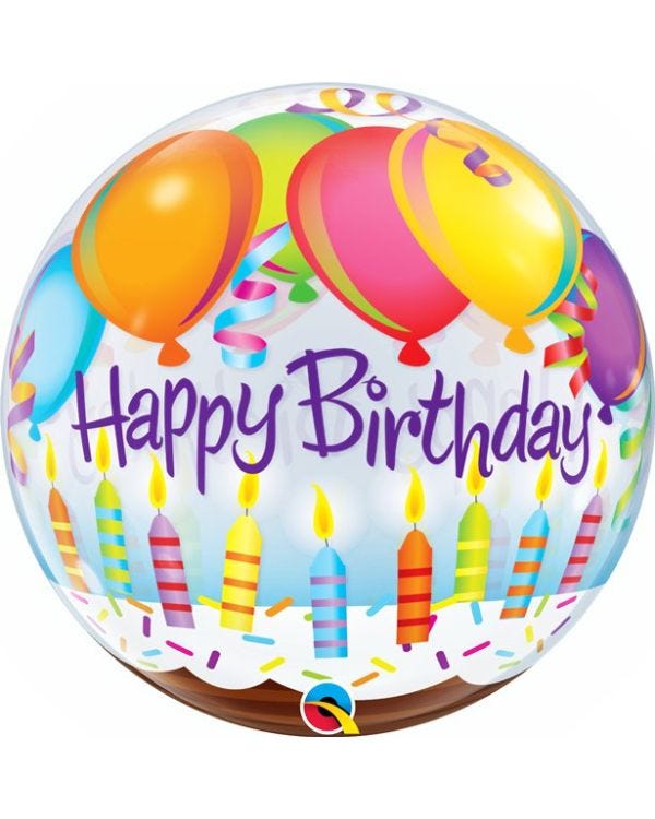 &#039;Happy Birthday&#039; Balloons &amp; Candles Bubble Balloon - 22&quot;