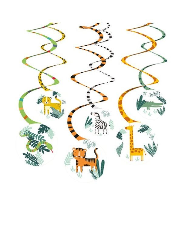 Get Wild Safari Hanging Swirl Decorations (6pk)