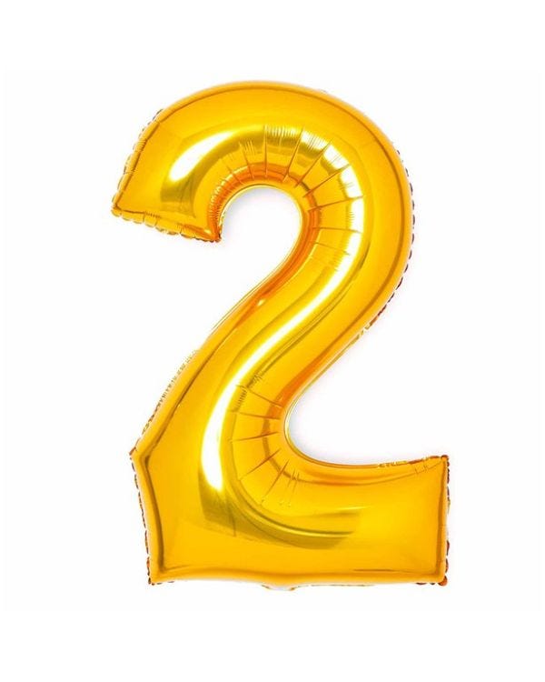 Number 2 Gold Foil Balloon - 34&quot;