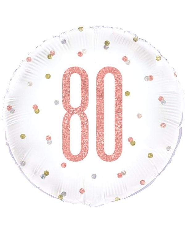 Rose Gold Glitz Number 80th Birthday Balloon - 18&quot; Foil