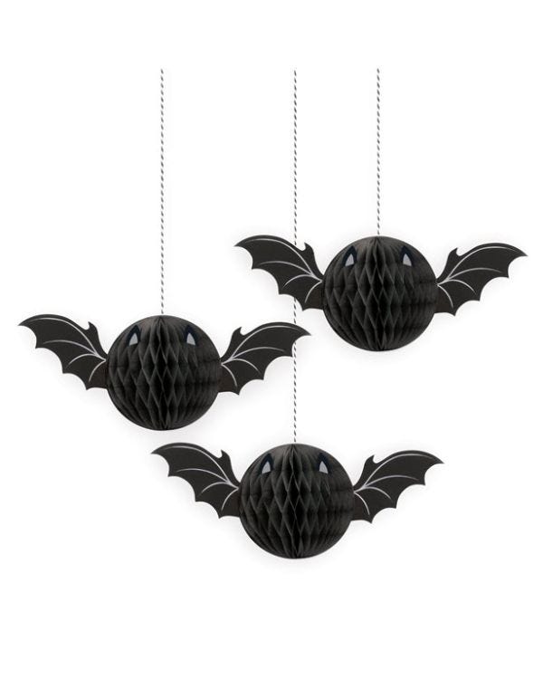 Bat Honeycomb Hanging Decoration - 20cm (3pk)