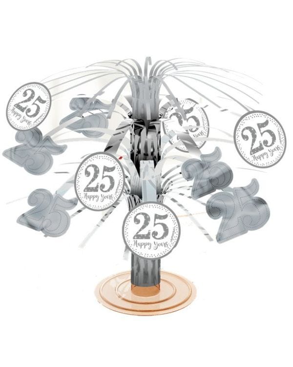 25th Silver Sparkling Wedding Anniversary Table Centrepiece
