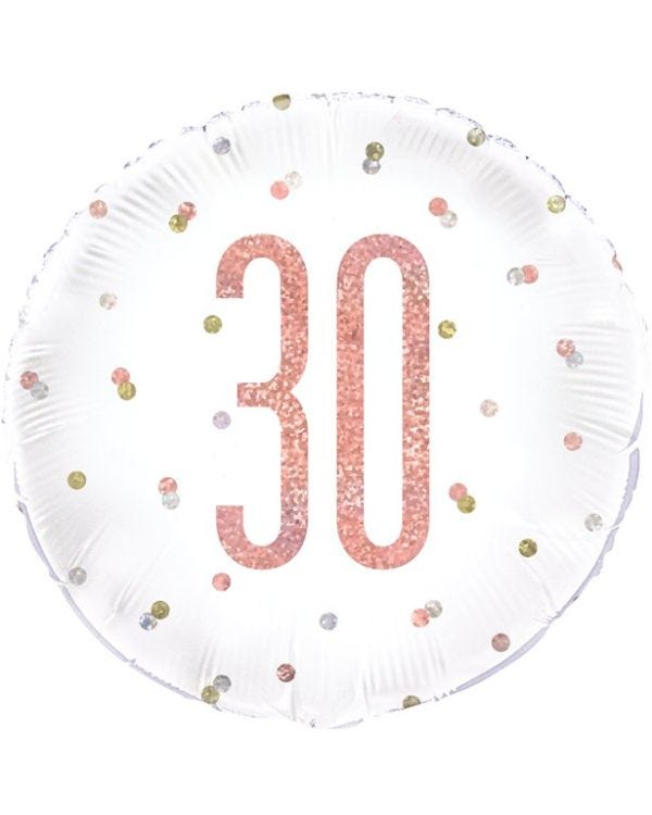 Rose Gold Glitz Number 30th Birthday Balloon - 18&quot; Foil