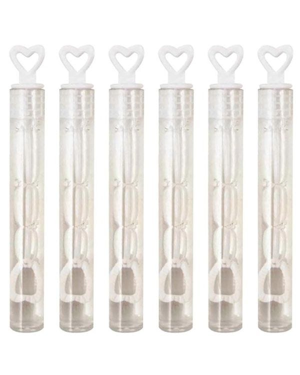 White Heart Tube Bubbles (12pk)