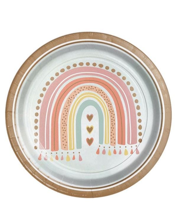 Boho Rainbow Paper Plates - 23cm (8pk)