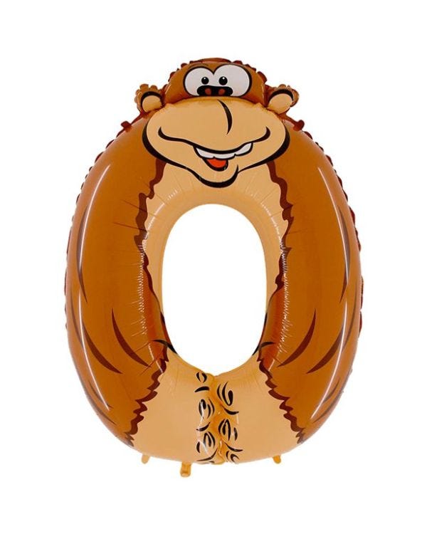 Gorilla Number 0 Balloon - 40&quot; (Foil Balloons)