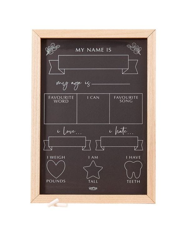 Botanical Baby Milestone Tracker Chalkboard - 42cm x 30cm