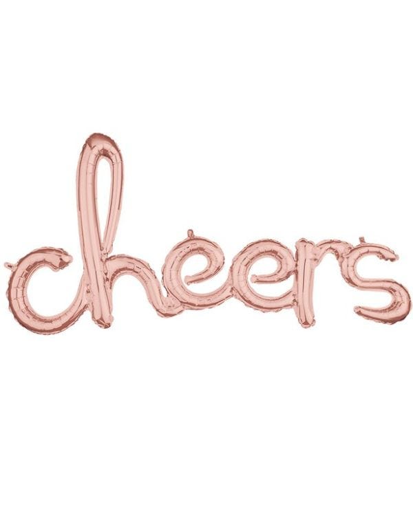 &quot;Cheers&quot; Rose Gold Script Phrase Balloon - 40&quot; Foil